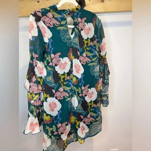 As U Wish Floral-Print Choker-Neck Dress (Green Blush, XS) - Picture 4 of 5